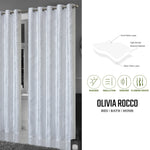 OLIVIA ROCCO Leaf White Sparkle Blackout Curtains Super Soft Fabric Thermal Insulated