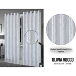 OLIVIA ROCCO Leaf White Sparkle Blackout Curtains Super Soft Fabric Thermal Insulated