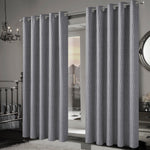OLIVIA ROCCO Paris Eyelet Jacquard Curtains Grey Geometric Pattern Thermal Insulated
