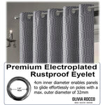 OLIVIA ROCCO Paris Eyelet Jacquard Curtains Grey Geometric Pattern Thermal Insulated