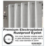 OLIVIA ROCCO Paris Eyelet Jacquard Curtains Natural Geometric Pattern Thermal Insulated