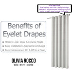 OLIVIA ROCCO Paris Eyelet Jacquard Curtains Natural Geometric Pattern Thermal Insulated
