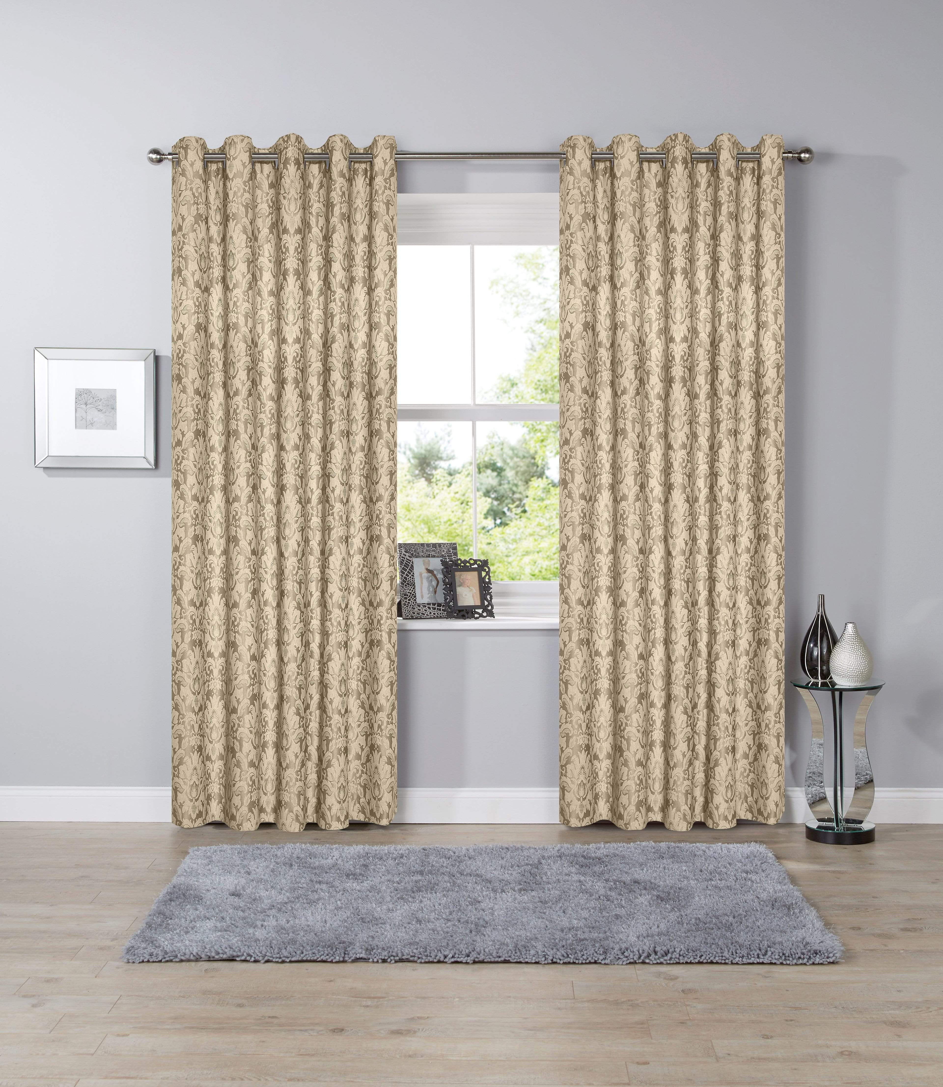 OLIVIA ROCCO Savoy Hand Woven Jacquard Curtains Cotton Blend Eyelet Ring Top OEKO-TEX