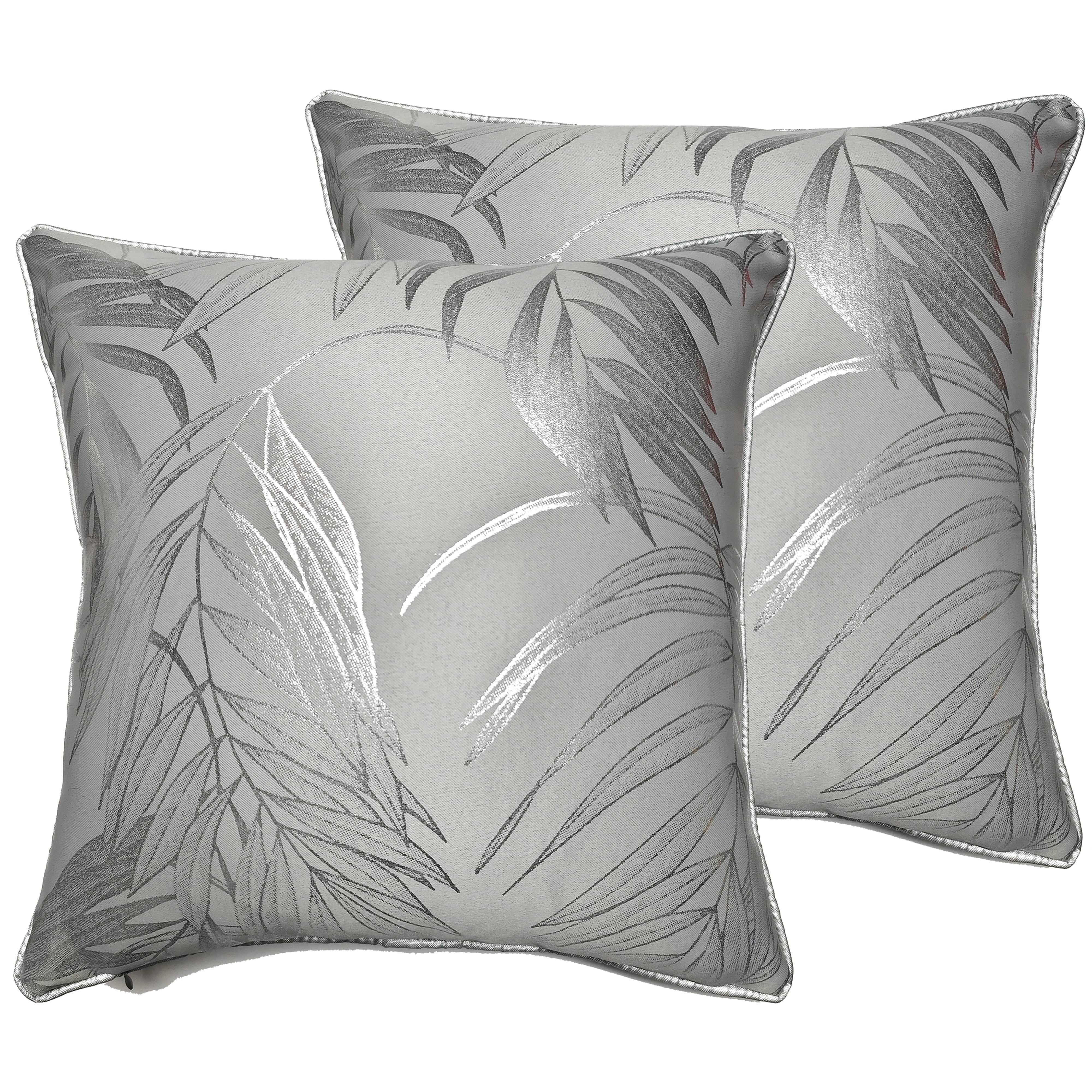 OLIVIA ROCCO Leaf Sparkle 2 Pack Cushion Covers Leaf Silver Modern Decorative Throw