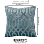 OLIVIA ROCCO Luxe Geo Velvet Cushion Covers 2 Pack Teal 43x43 cm Geometric Decorative