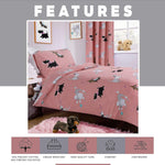 OLIVIA ROCCO Pink Dog Print Duvet Cover Set With Matching Curtains Cotton Blend Bedding