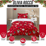 OLIVIA ROCCO Santa Duvet Cover Set With Pillowcases Reversible Xmas Snow-White Design