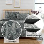 OLIVIA ROCCO Leaf Jacquard Reversible Duvet Cover Sets Grey And Pink Cotton Blend Eco