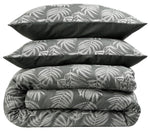 OLIVIA ROCCO Leaf Jacquard Reversible Duvet Cover Sets Grey And Pink Cotton Blend Eco