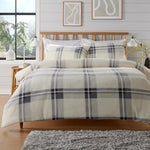 OLIVIA ROCCO Orkney Check Fleece Duvet Set Grey Green Easy Care Wrinkle Resistant