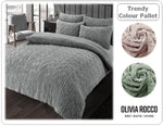 OLIVIA ROCCO Leaf Print Teddy Duvet Set With Reversible Sherpa Fleece Ultra Soft Winter