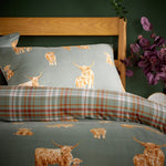 OLIVIA ROCCO Highland Cow Super Soft Flannel Duvet Cover Set With Pillowcases Warm Cosy