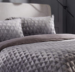 OLIVIA ROCCO Geometric Reversible Teddy Bear Faux Fur Duvet Set Ultra Soft Bedding