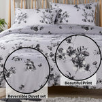 OLIVIA ROCCO Blossom Grey Printed Reversible Quilted Duvet Cover Set Easy Care Hotel-Quality Easy-Care Bedroom