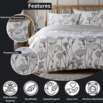 OLIVIA ROCCO Meadow Grey Reversible Duvet Cover Set With Pillowcases Breathable Microfibre for Everyday Luxury Hotel-Style