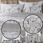 OLIVIA ROCCO Meadow Grey Reversible Duvet Cover Set With Pillowcases Breathable Microfibre for Everyday Luxury Hotel-Style