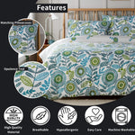 OLIVIA ROCCO Opulence Teal Printed Reversible Duvet Cover Set With Button Closure Single