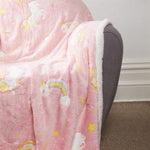 OLIVIA ROCCO Rainbow Unicorn Glow In The Dark Teddy Fleece Duvet Set For Kids Super Soft