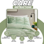 OLIVIA ROCCO Ruched Sage Green Microfibre Duvet Cover Set With Pillowcases Easy Care