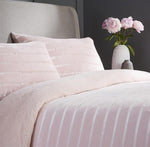 OLIVIA ROCCO Satin Stripe Reversible Faux Fur Teddy Duvet Cover Set Super Soft Easy Care