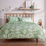 OLIVIA ROCCO Leaf Print Reversible Cotton Rich Duvet Cover Set With Pillowcases Black Bedroom Refresh Easy-Care Comfort