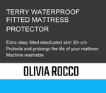 OLIVIA ROCCO Waterproof Terry Towel Mattress Protector With Deep Skirt Highly Absorbent