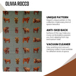 OLIVIA ROCCO Highland Cow Animal Print Non Slip Soft Durable Rug For Living Room Bedroom