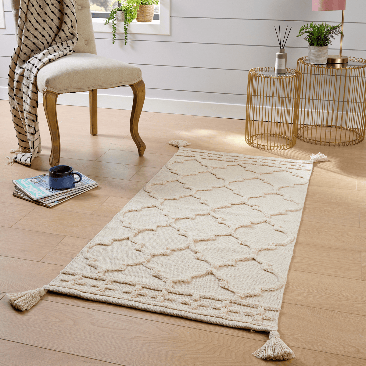 OLIVIA ROCCO Marrakesh Hand Woven Cotton Rug Eco Friendly Durable Carpet For Living Room