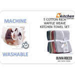 OLIVIA ROCCO 20 Pack Tea Towel Set Waffle Weave 100% Cotton Absorbent Durable Kitchen