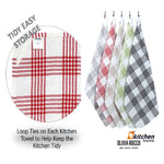 OLIVIA ROCCO Pack of 5 Houndstooth Cotton Tea Towels 45cm X 65cm Super Absorbent Quick