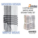 OLIVIA ROCCO Pack of 5 Houndstooth Cotton Tea Towels 45cm X 65cm Super Absorbent Quick