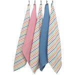 OLIVIA ROCCO 5 Pack Cotton Kitchen Tea Towels Striped Ribbed Waffle 45cm x 65cm Quick Dry