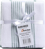 OLIVIA ROCCO Pack Of 4 Green Cotton Tea Towels 65x45 Cm High Absorbency Durable Super Soft Easy-Care Home Essential