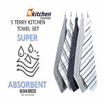 OLIVIA ROCCO 5 Pack Cotton Terry Kitchen Towels 45x65cm Super Absorbent Quick Drying