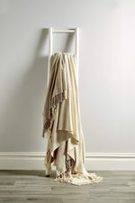 OLIVIA ROCCO Handwoven Large Check Pure Indian Cotton Throw Blanket With Tassels Eco