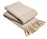 OLIVIA ROCCO Handwoven Large Check Pure Indian Cotton Throw Blanket With Tassels Eco
