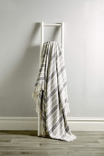 OLIVIA ROCCO Zara Striped Handwoven Pure Cotton Throw Blanket With Tassels Eco Friendly