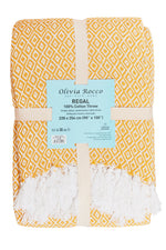 OLIVIA ROCCO Regal Handwoven Pure Cotton Throw Blanket Diamond Geometric Pattern