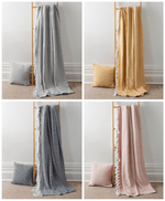 OLIVIA ROCCO Regal Handwoven Pure Cotton Throw Blanket Diamond Geometric Pattern