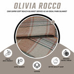 OLIVIA ROCCO Eco Friendly Recycled Cotton Picnic Blanket 130 x 150 cm Check Stripe Design