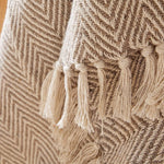 OLIVIA ROCCO Tangier Recycled Cotton Throw Blanket With Decorative Tassels Lightweight