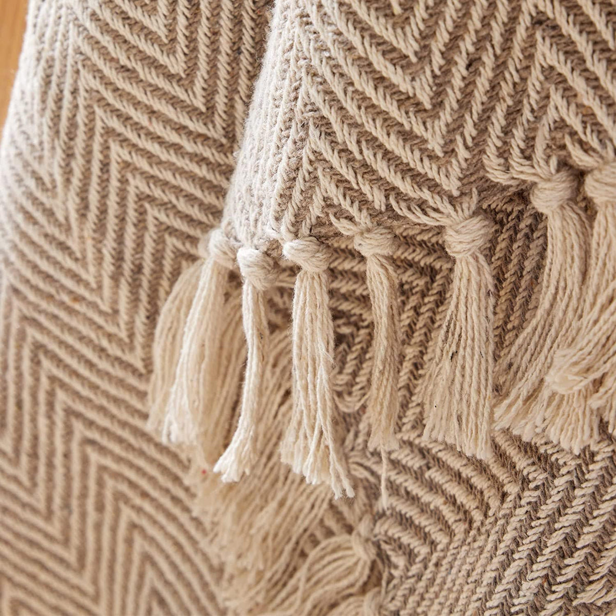 OLIVIA ROCCO Tangier Recycled Cotton Throw Blanket With Decorative Tassels Lightweight