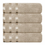 OLIVIA ROCCO Belmont Viscose Stripe Beige Towels 100% Cotton Hotel Quality Bath Towels
