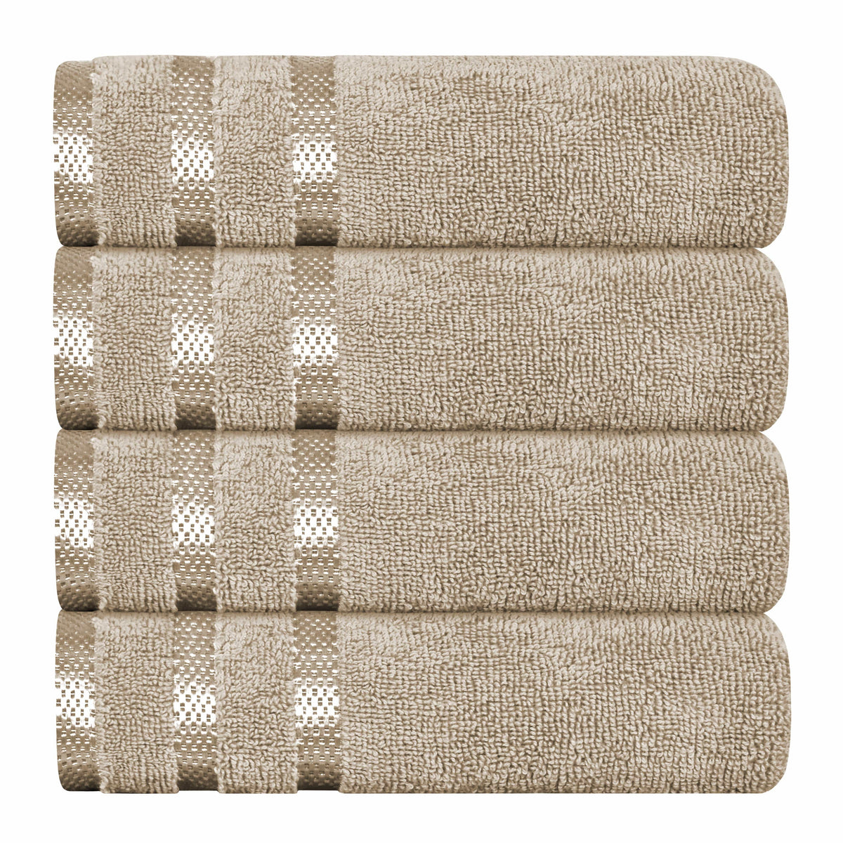 OLIVIA ROCCO Belmont Viscose Stripe Beige Towels 100% Cotton Hotel Quality Bath Towels