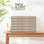 OLIVIA ROCCO Belmont Viscose Stripe Beige Towels 100% Cotton Hotel Quality Bath Towels