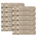 OLIVIA ROCCO Belmont Viscose Stripe Beige Towels 100% Cotton Hotel Quality Bath Towels