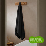 OLIVIA ROCCO Towels Belmont Viscose Stripe Black 100% Cotton Hotel Quality Bath Towels