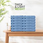 OLIVIA ROCCO Belmont Viscose Stripe Blue Towels 100% Cotton Hotel Quality Super Absorbent