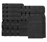 OLIVIA ROCCO Belmont Viscose Stripe Grey Towels 100% Cotton Hotel Quality Super Absorbent