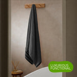 OLIVIA ROCCO Belmont Viscose Stripe Grey Towels 100% Cotton Hotel Quality Super Absorbent